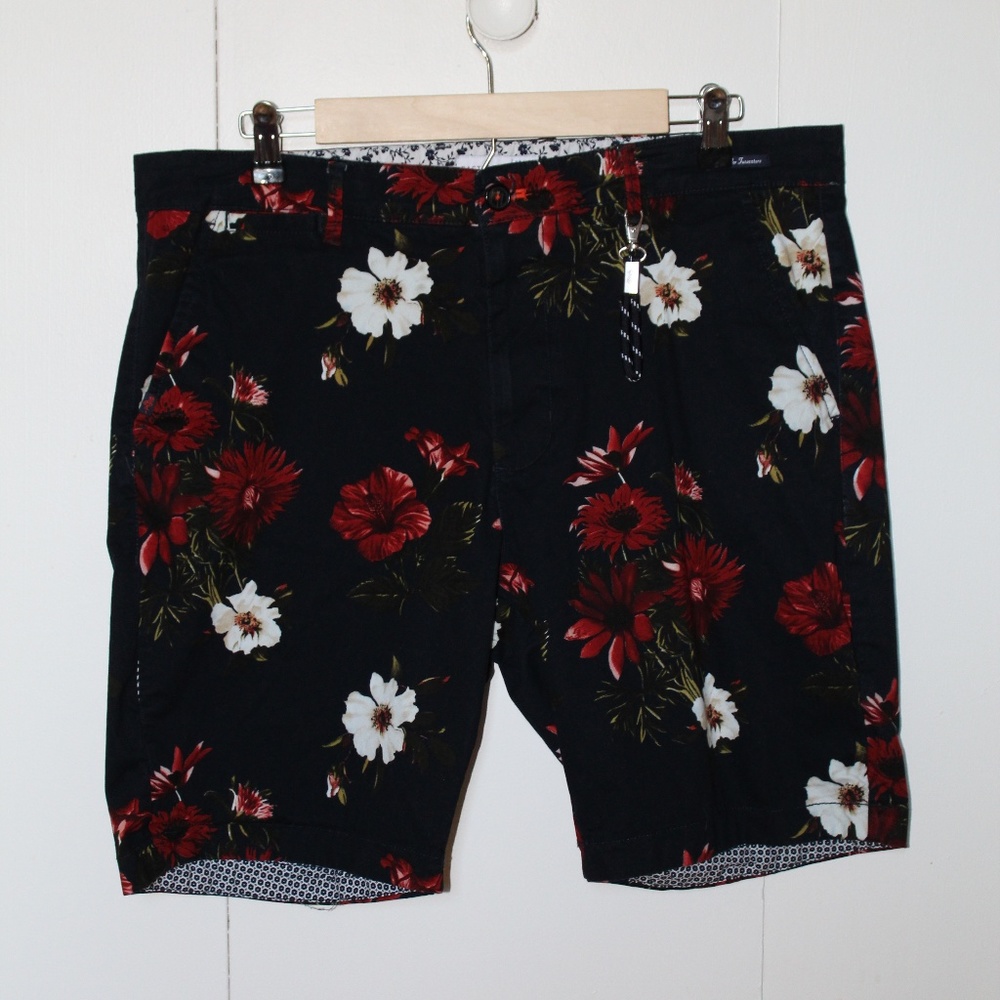 Floral Dark Navy Blue Shorts